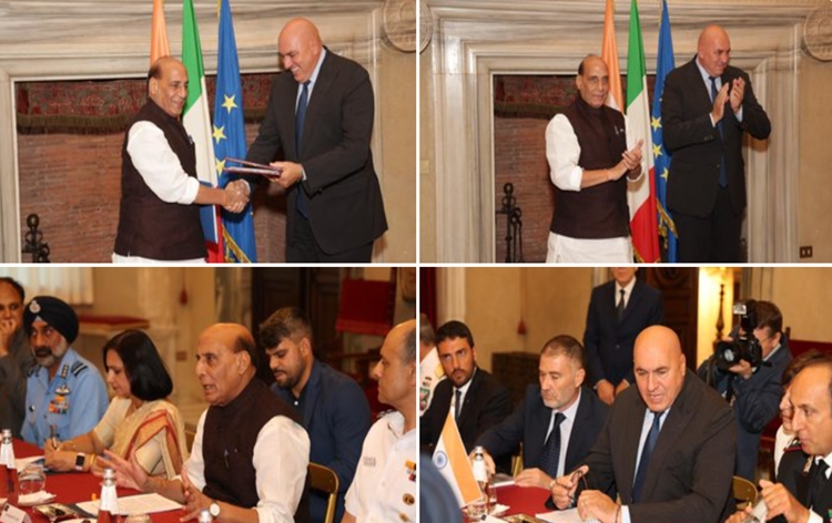 Raksha Mantri Rajnath Singh hold talks with his Italian counterpart Guido Crosetto in Rome