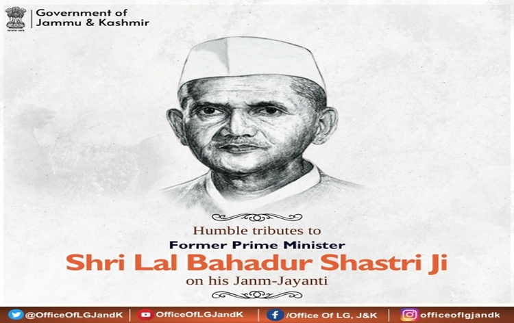 J&K Lt. Governor Manoj Sinha pays tributes to Shri Lal Bahadur Shastri on his birth anniversary