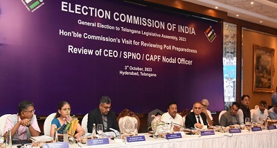 निर्वाचन आयोग की पूरी टीम ने तेलंगाना में चुनाव तैयारियों की समीक्षा शुरू कर दी है