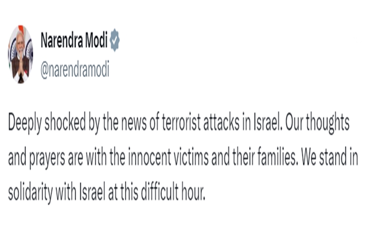 Israeli Air Force targets militant outfits in Gaza, in retaliation against Hamas attack; PM Modi says India stands in solidarity with Israel