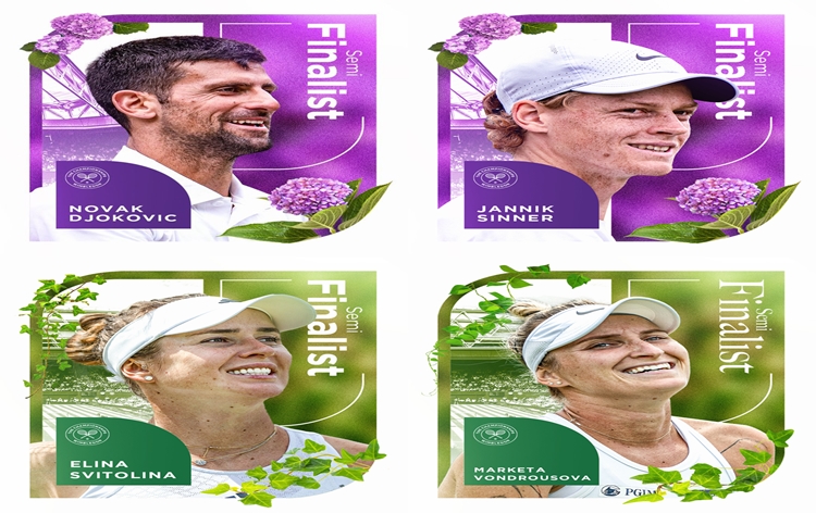 Tennis: Defending champion Novak Djokovic, Italy's Jannik Sinner, Ukrainian Elina Svitolina and Marketa Vondrousova of Czech Republic sail into semifinals of Wimbledon