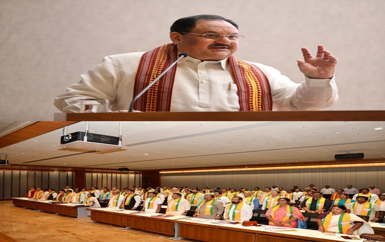 BJP President J P Nadda chairs meeting on party's Lok Sabha Pravas programme at party's headquarters