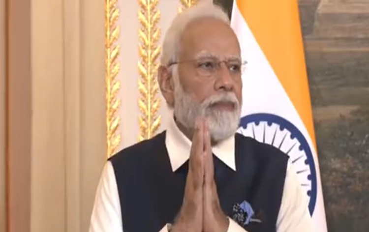 PM Modi addresses press meet with French President Emmanuel Macron at Elysse Palace in Paris