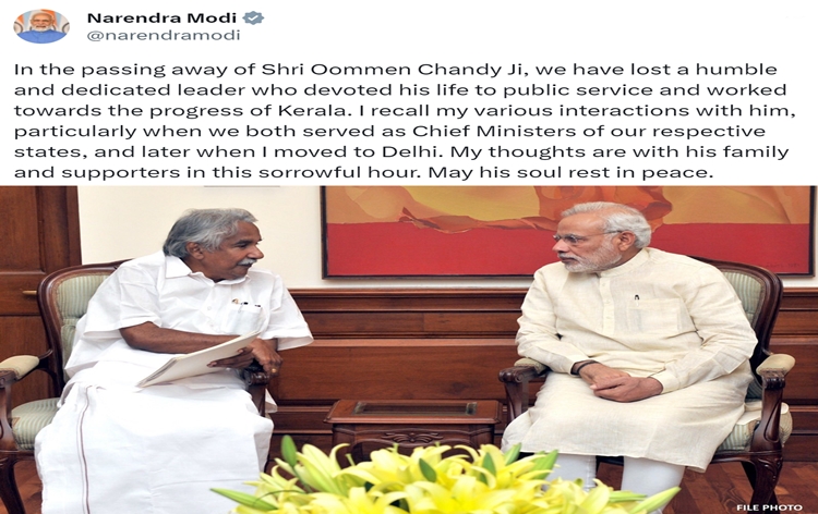 PM Narendra Modi expresses grief over demise of Oommen Chandy