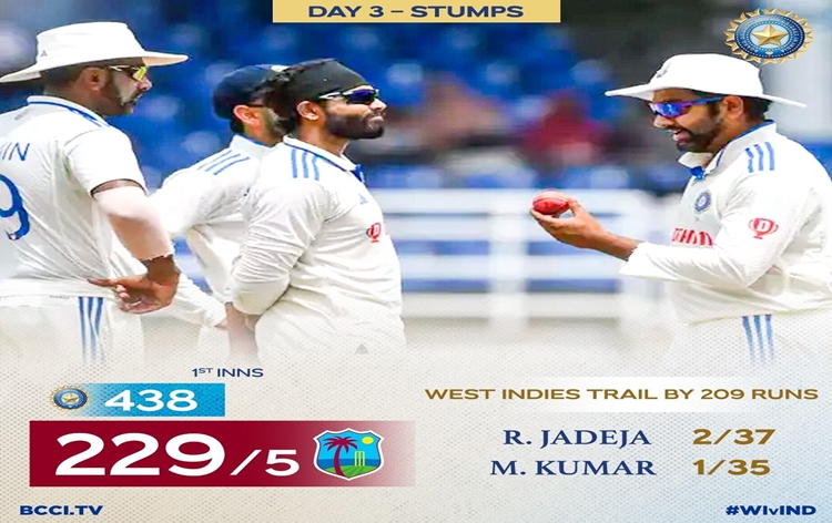 IND v WI 2nd Test: West Indies at 229/5, day 3