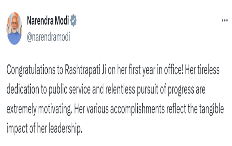PM Modi congratulates President Murmu on her first year in office