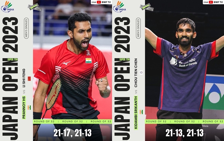 K Srikanth, HS Prannoy enter pre-quarterfinals of Japan Open Badminton Tournament