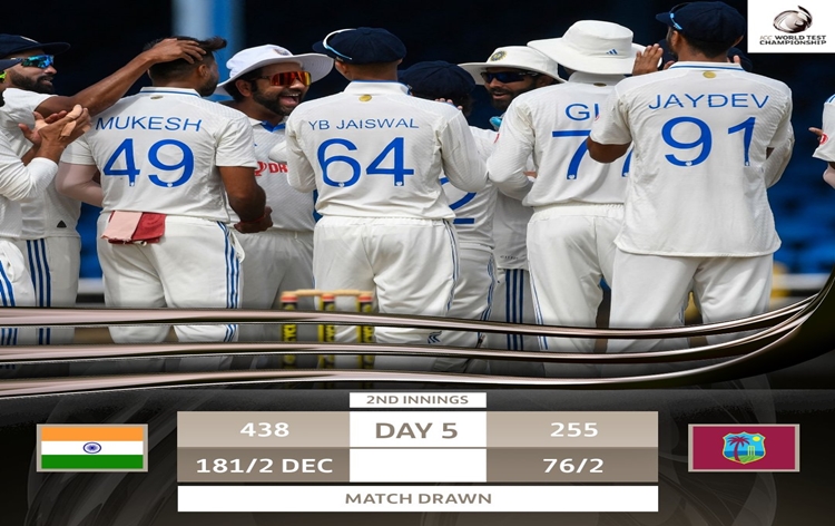 IND vs WI 2nd Test: India win series 1-0 after match drawn due to rain