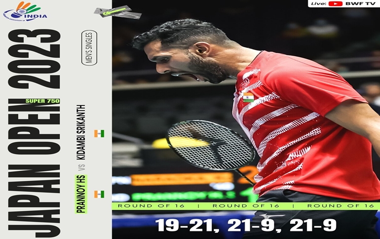 Japan Open Badminton, H S Prannoy beat compatriot S Kidambi by 19-21, 21-9,21-9