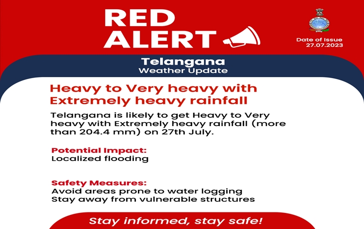 IMD issues red alert for rain in Telangana and parts of Maharashtra in Mumbai