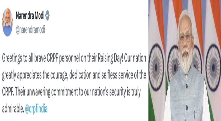 PM Modi extends greetings to all CRPF personnel on Raising Day