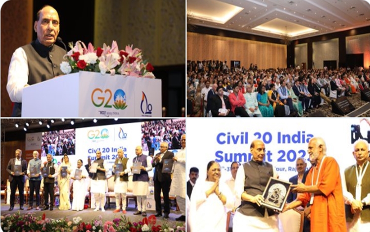 Defence Minister Rajnath Singh inaugurates 'Civil 20' Summit in Jaipur; Highlights role of robust and enlightened Civil society for a functional democracy