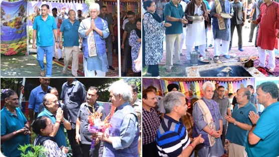 Lieutenant Governor Manoj Sinha paid obeisance at Mata Roop Bhawani temple, Cheshmashahi in Srinagar