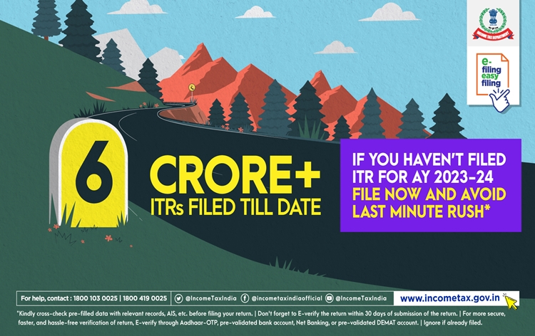 Income Tax Department achieves new milestone with over six crore Income Tax Returns filed this year so far