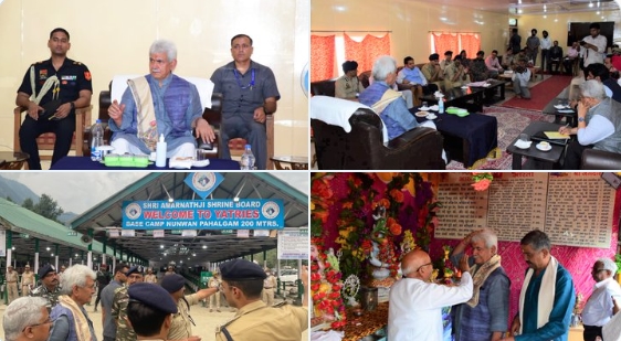 LG Manoj Sinha visits Nunwan & Chandanwari base camps in south Kashmir's Anantnag district