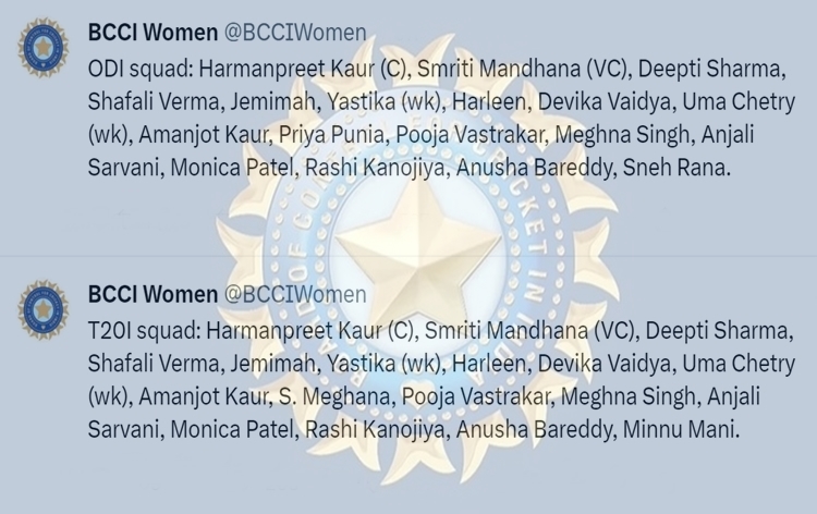 BCCI announces Indian Women's ODI and T20I squads for upcoming tour to Bangladesh