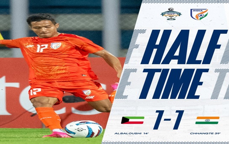 Summit Clash of SAFF Championship, India and Kuwait locked 1-1 at half time in Bengaluru