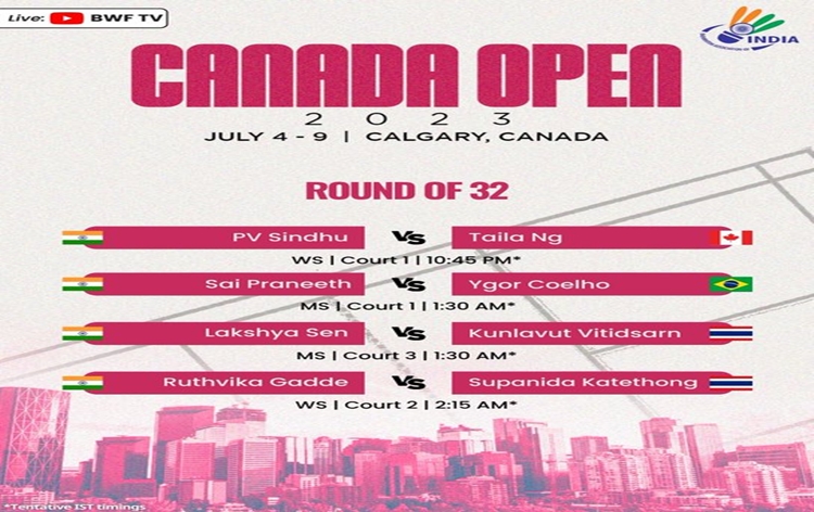 Canada Open Badminton: PV Sindhu, B Sai Praneeth, and Lakshya Sen to play respective singles matches at Calgary tonight