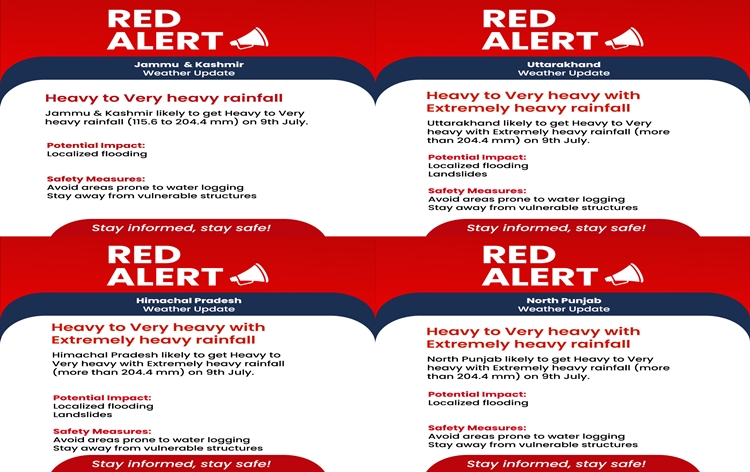 Met Office issues red alert weather warning for heavy rains in Punjab, Himachal Pradesh, Uttarakhand and J&K