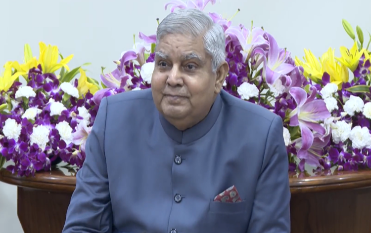 Vice President Jagdeep Dhankhar interacts with winners of Mann Ki Baat Quiz Competition