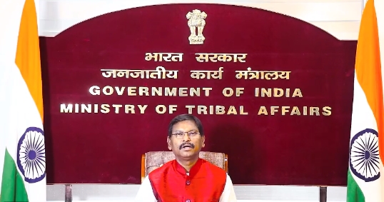 Tribal Affairs Minister Arjun Munda interacts wiith 400 sarpanches from border villages in New Delhi