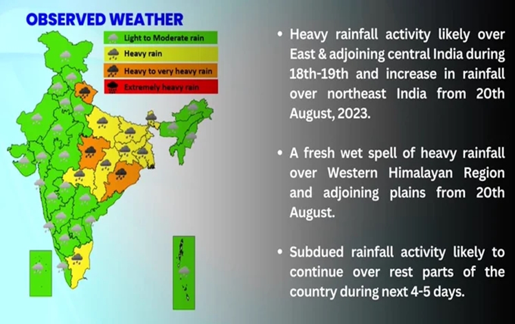 IMD says Heavy rainfall activity over Odisha, Madhya Pradesh, Vidarbha, Telangana & Chhattisgarh likely to continue today