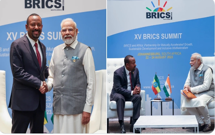 PM Modi meets with Ethiopian counterpart Abiy Ahmed Ali on the sidelines of BRICS Summit
