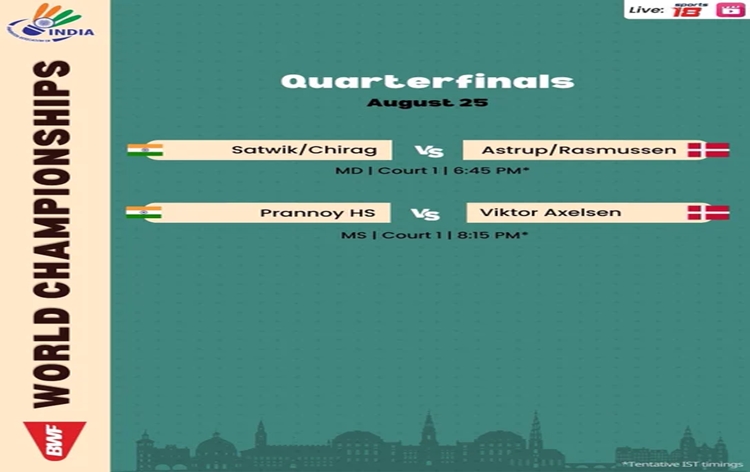 HS Prannoy to play in Men's Singles quarter finals of BWF World Championships in Copenhagen