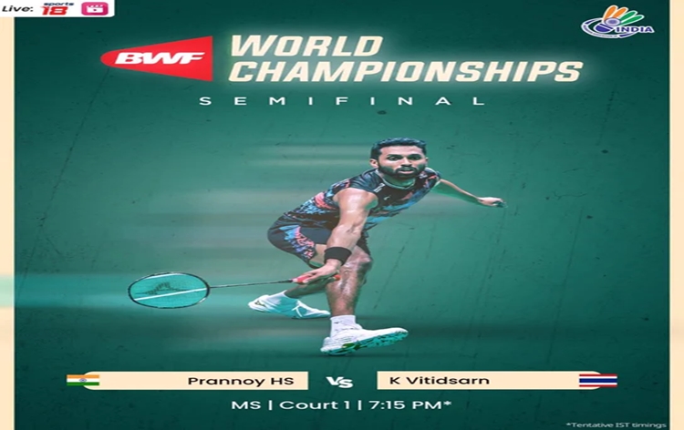 BWF World Championships: HS Prannoy to take on Kunlavut Vitidsarn in semi-finals
