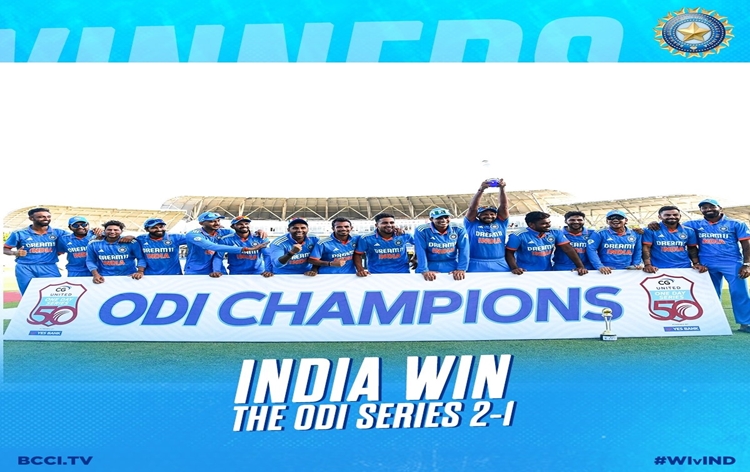 India beat West Indies by 200 runs in third ODI to win three-match series 2-1