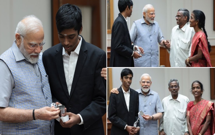 PM Modi meets chess grandmaster R Praggnanandhaa in New Delhi