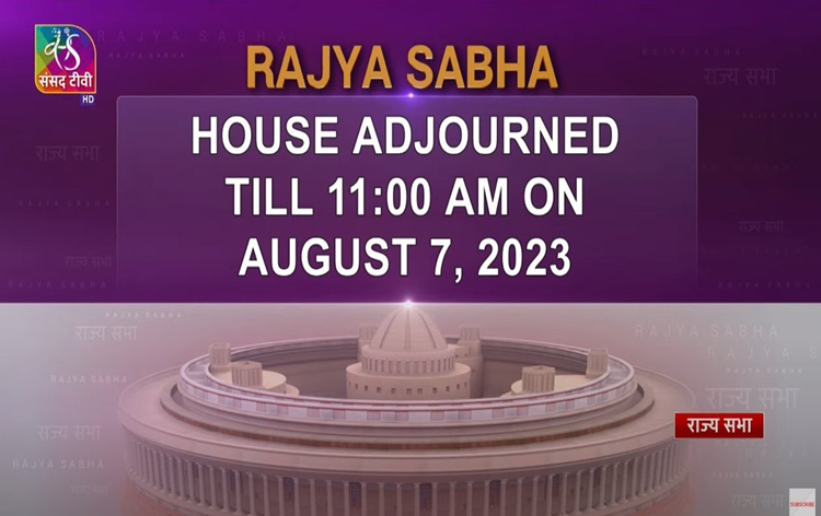 Rajya Sabha adjourned for the day over issues of Manipur violence & atrocities against women in Rajasthan