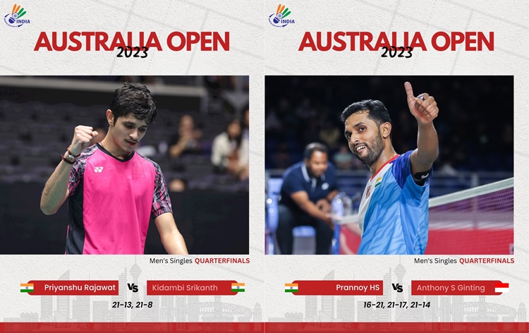 Australian Open Badminton: Priyanshu Rajawat & HS Prannoy enters into Men's Singles semifinals