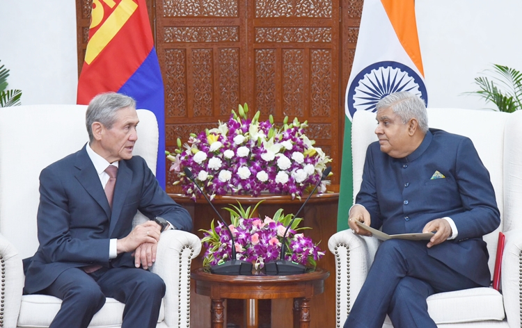 Former President of Mongolia Enkhbayar Nambar calls on Vice-President Jagdeep Dhankhar