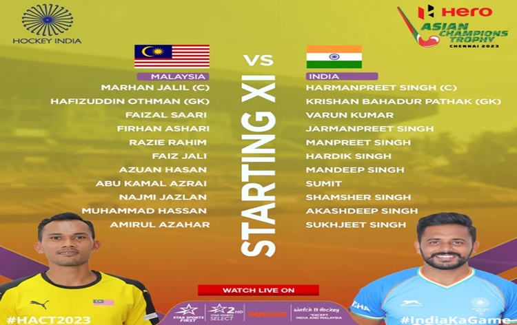 Hockey: India to face Malaysia in 3rd round match of Asian Champions Trophy 2023 at Mayor Radhakrishnan Stadium in Chennai today