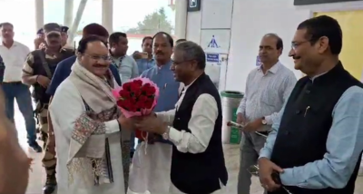 भाजपा के राष्ट्रीय अध्यक्ष जेपी नड्डा ने रांची एयरपोर्ट पर प्रदेश भाजपा के नेताओं से की मुलाकात