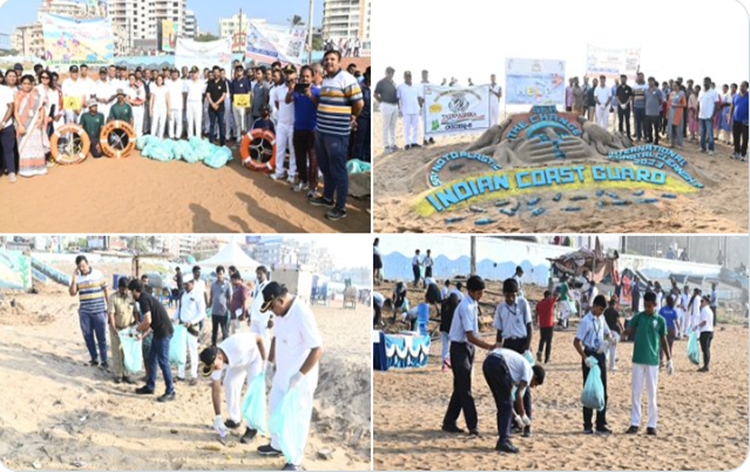 Indian Coast Guard organizes Beach Cleanup Drive in Visakhapatnam