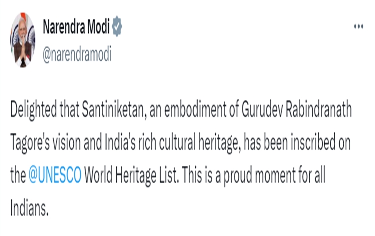 PM Modi congratulates nation on inclusion of Shantiniketan in UNESCO World Heritage list