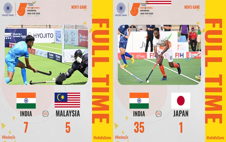 India beat Malaysia 7-5 and Japan 35-1 to enter semifinals of Asian Hockey 5s World Cup Qualifiers at Salalah in Oman