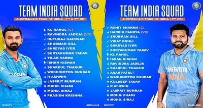 बीसीसीआई ने ऑस्ट्रेलिया के साथ तीन मैचों की वनडे सीरीज के लिए भारतीय टीम की घोषणा
