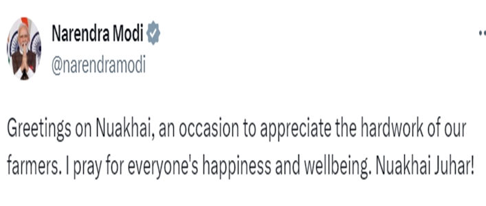 PM Modi greets people on the auspicious occasion of Nuakhai