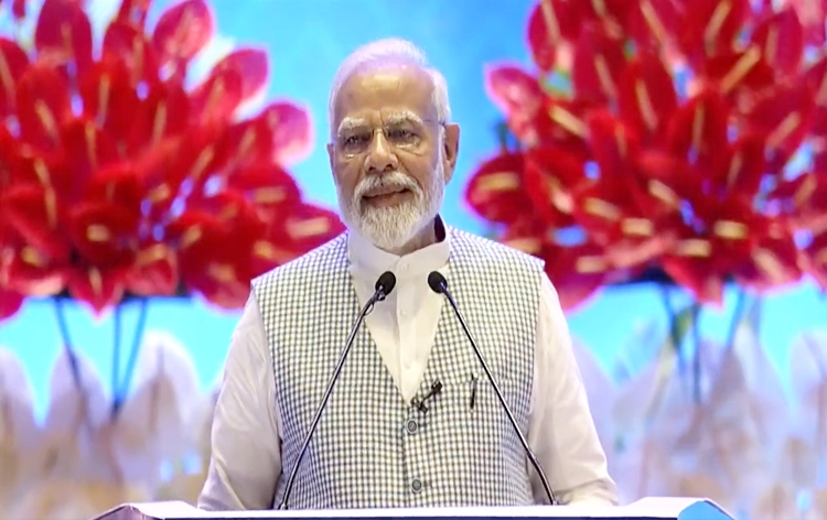 Prime Minister Modi interacts with 'Team G20' at Bharat Mandapam in Delhi