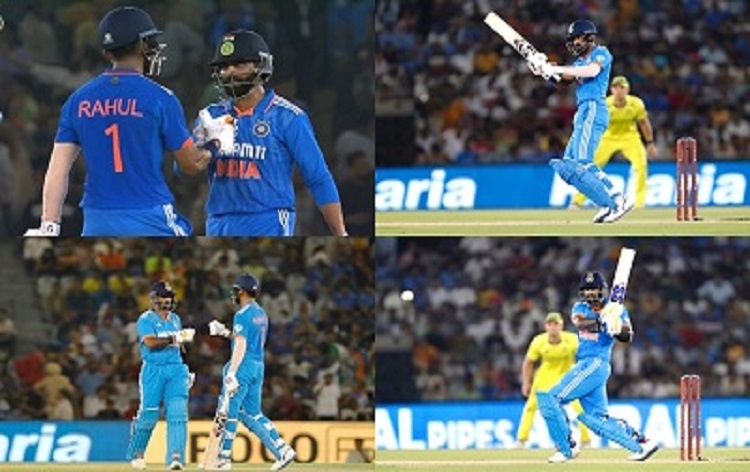 मोहाली में भारत ने पहले एक दिवसीय क्रिकेट मैच में ऑस्‍ट्रेलिया को पांच विकेट से हराया