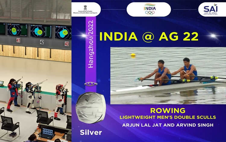 Asian Games: India clinches two silver; Women's trio in 10m air rifle and Men's double Rowing team secure medals