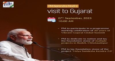 प्रधानमंत्री नरेंद्र मोदी आज गुजरात के छोटा उदयपुर में 5200 करोड़ रुपये की लागत की परियोजनाओं का उद्घाटन और शिलान्यास करेंगे