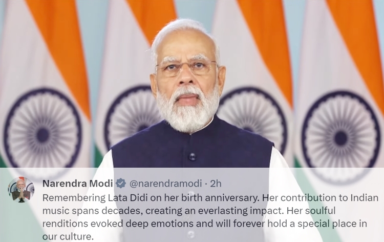 PM Narendra Modi pays tributes to Lata Mangeshkar on birth anniversary