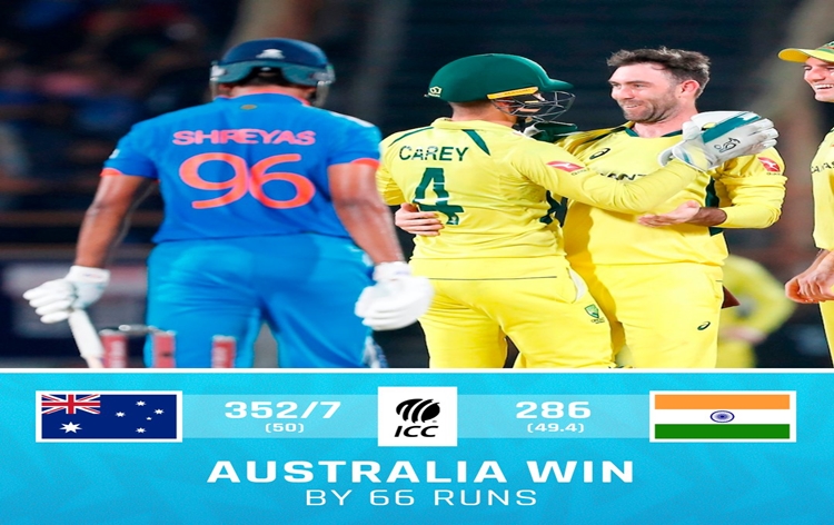 3rd ODI  between India and Australia: Australia wins by 66-run, India restricted by Australia to 286 in 49.4 overs