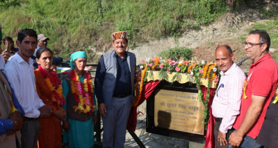 मुख्य संसदीय सचिव वन, ऊर्जा, पर्यटन व परिवहन सुन्दर सिंह ठाकुर ने शाट पंचायत में तीन वेली ब्रिज का किया उद्घाटन